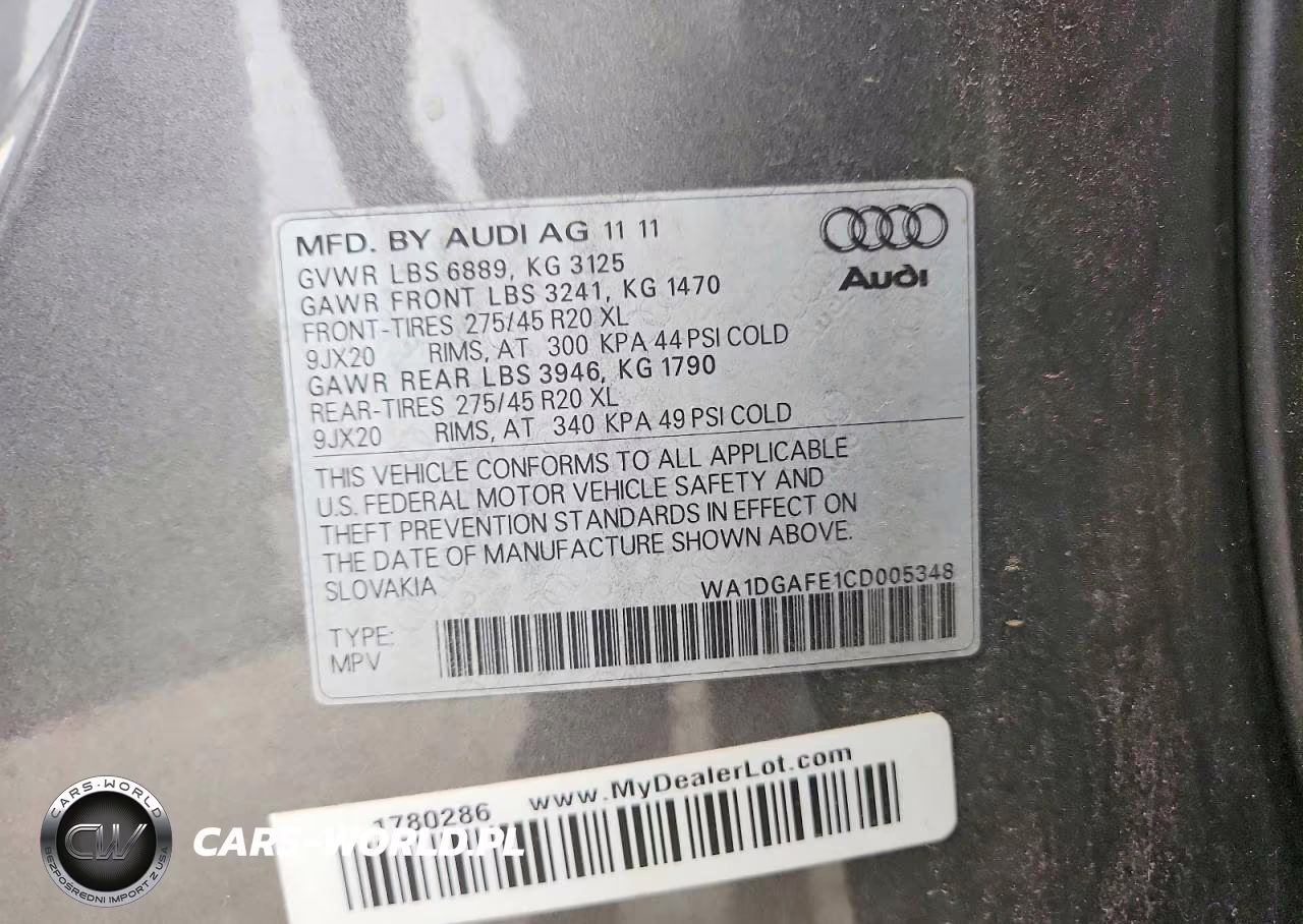 2012 Audi Q7 Prestige VIN:WA1DGAFE1CD005348 - 12