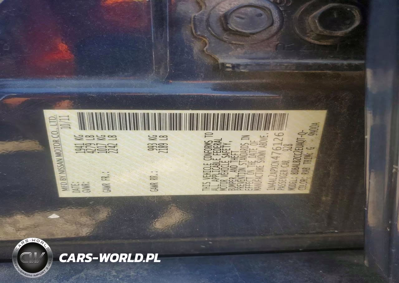2012 Nissan Altima 2.5 VIN:1N4AL2APXCN476126 - 12