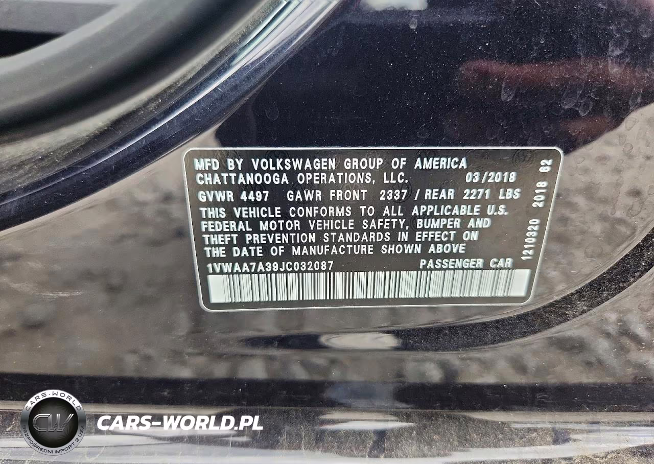 2018 Volkswagen Passat S VIN:1VWAA7A39JC032087 - 12