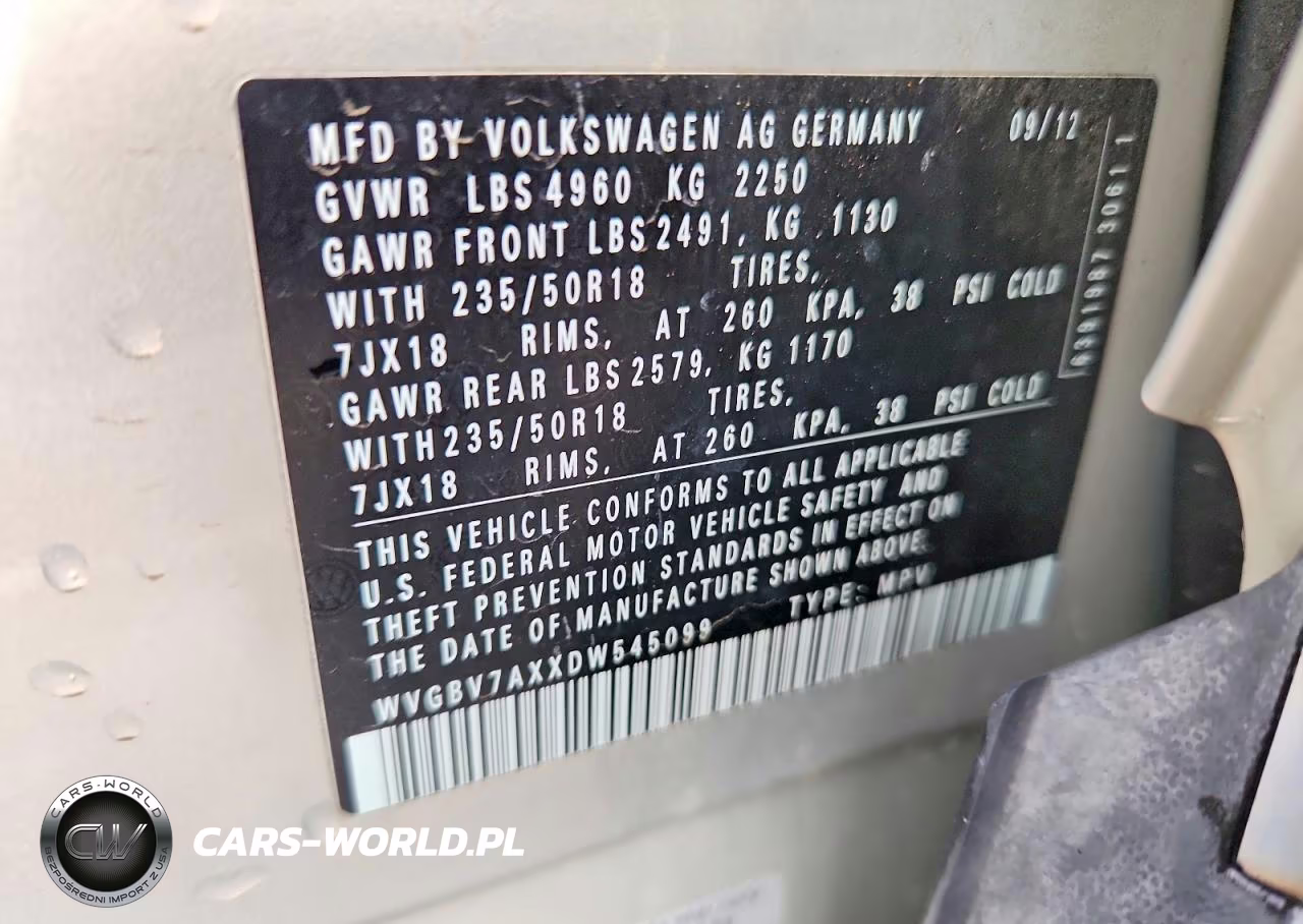 2013 Volkswagen Tiguan S VIN:WVGBV7AXXDW545099 - 13