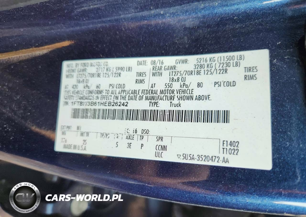 2017 Ford F350 Super Duty VIN:1FT8W3B61HEB26242 - 12