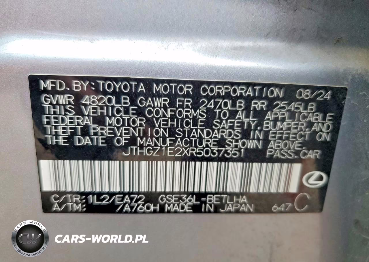 2024 Lexus Is 350 F Sport VIN:JTHGZ1E2XR5037351 - 12