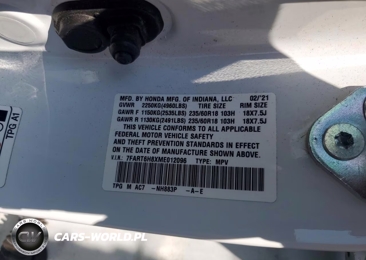 2021 Honda Cr-V Exl VIN:7FART6H8XME012096 - 13