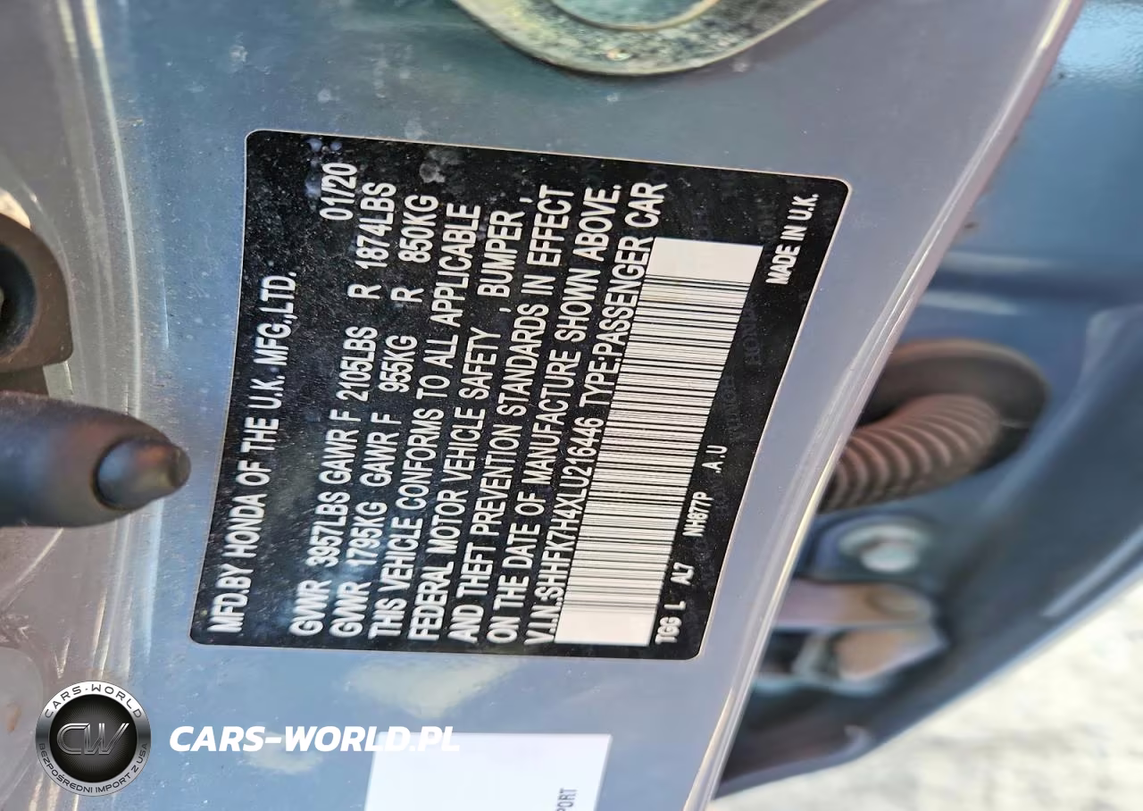 2020 Honda Civic Sport VIN:SHHFK7H4XLU216446 - 13