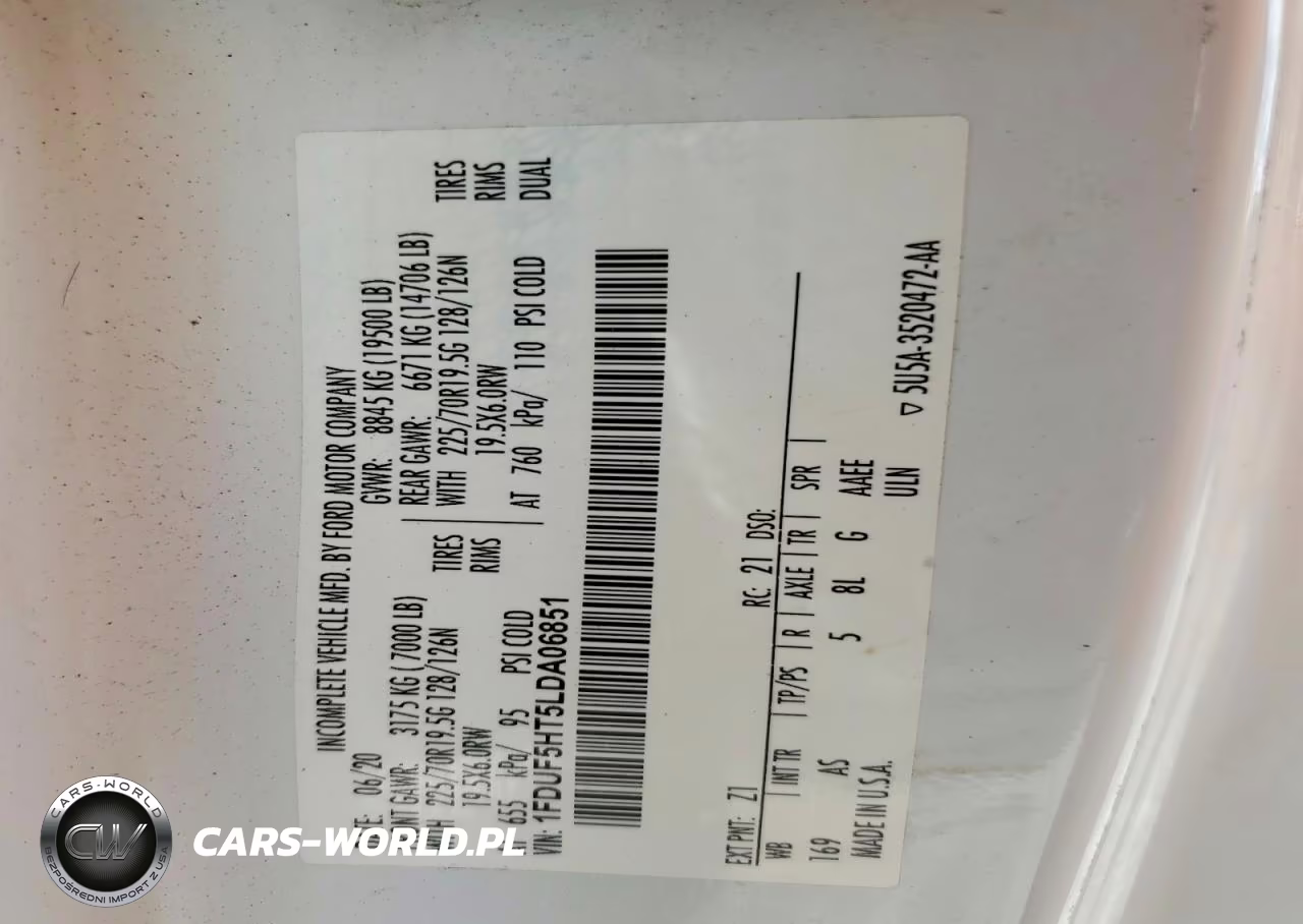 2020 Ford F550 Super Duty VIN:1FDUF5HT5LDA06851 - 12