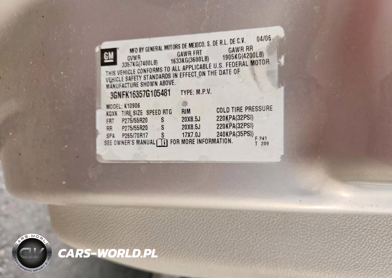 2007 Chevrolet Suburban K1500 VIN:3GNFK16357G105481 - 13