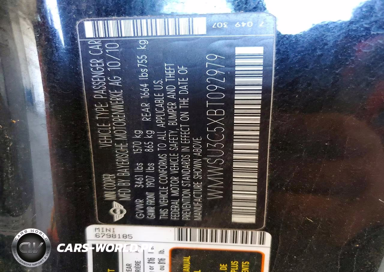 2011 Mini Cooper VIN:WMWSU3C5XBT092979 - 12