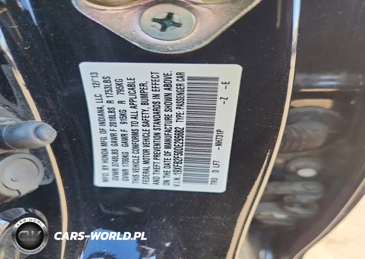 2013 Honda Civic Lx VIN:19XFB2F50DE295682 - 12