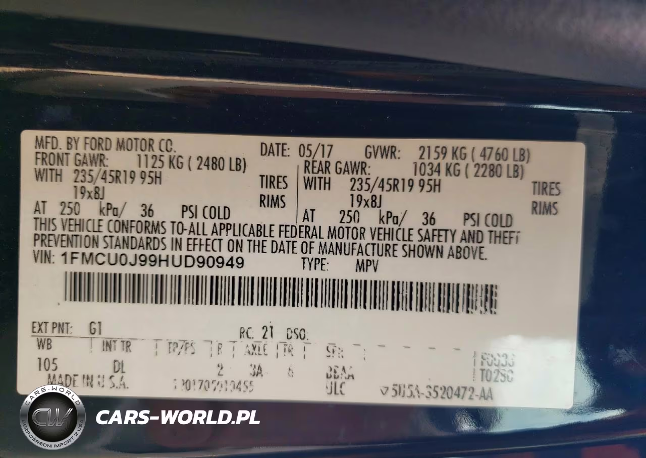 2017 Ford Escape Titanium VIN:1FMCU0J99HUD90949 - 13
