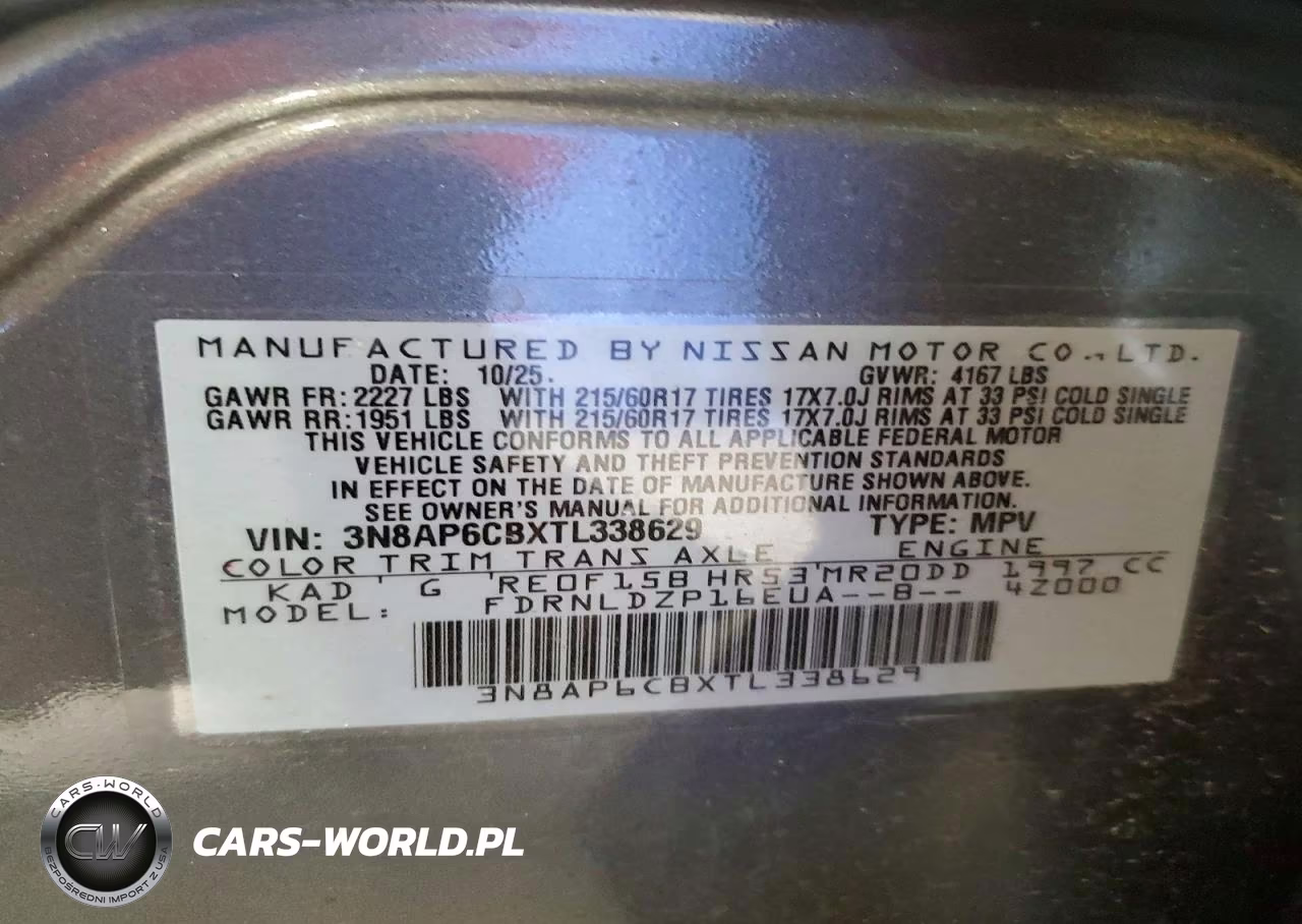 2026 Nissan Kicks Sv VIN:3N8AP6CBXTL338629 - 13