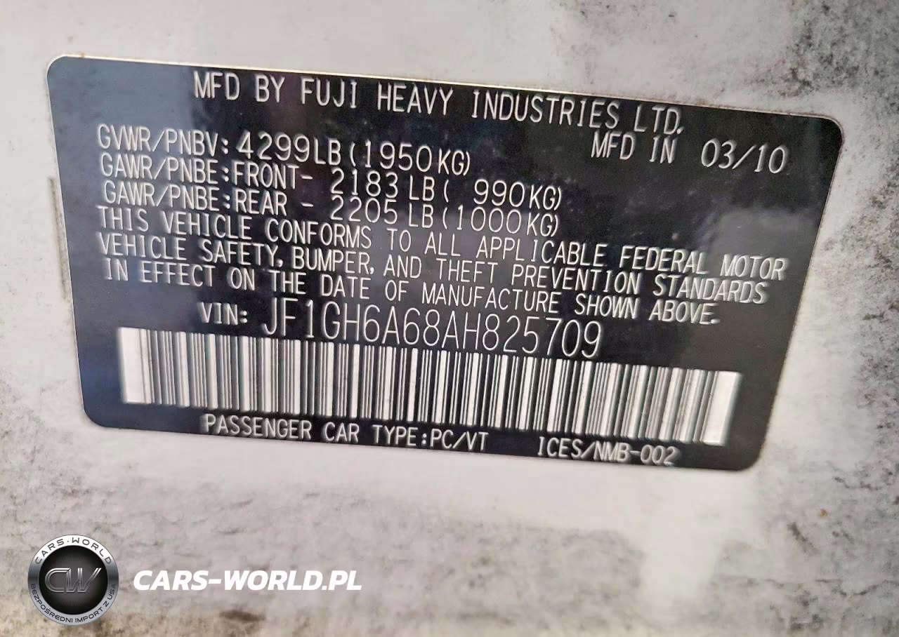 2010 Subaru Impreza 2.5I VIN:JF1GH6A68AH825709 - 12