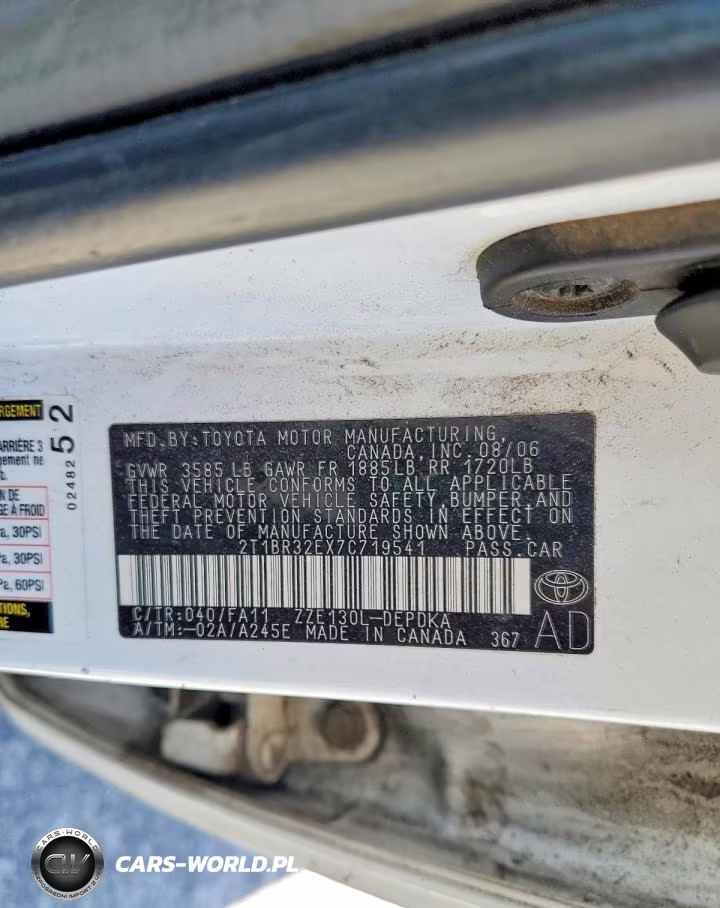 2007 Toyota Corolla Ce VIN:2T1BR32EX7C719541 - 12