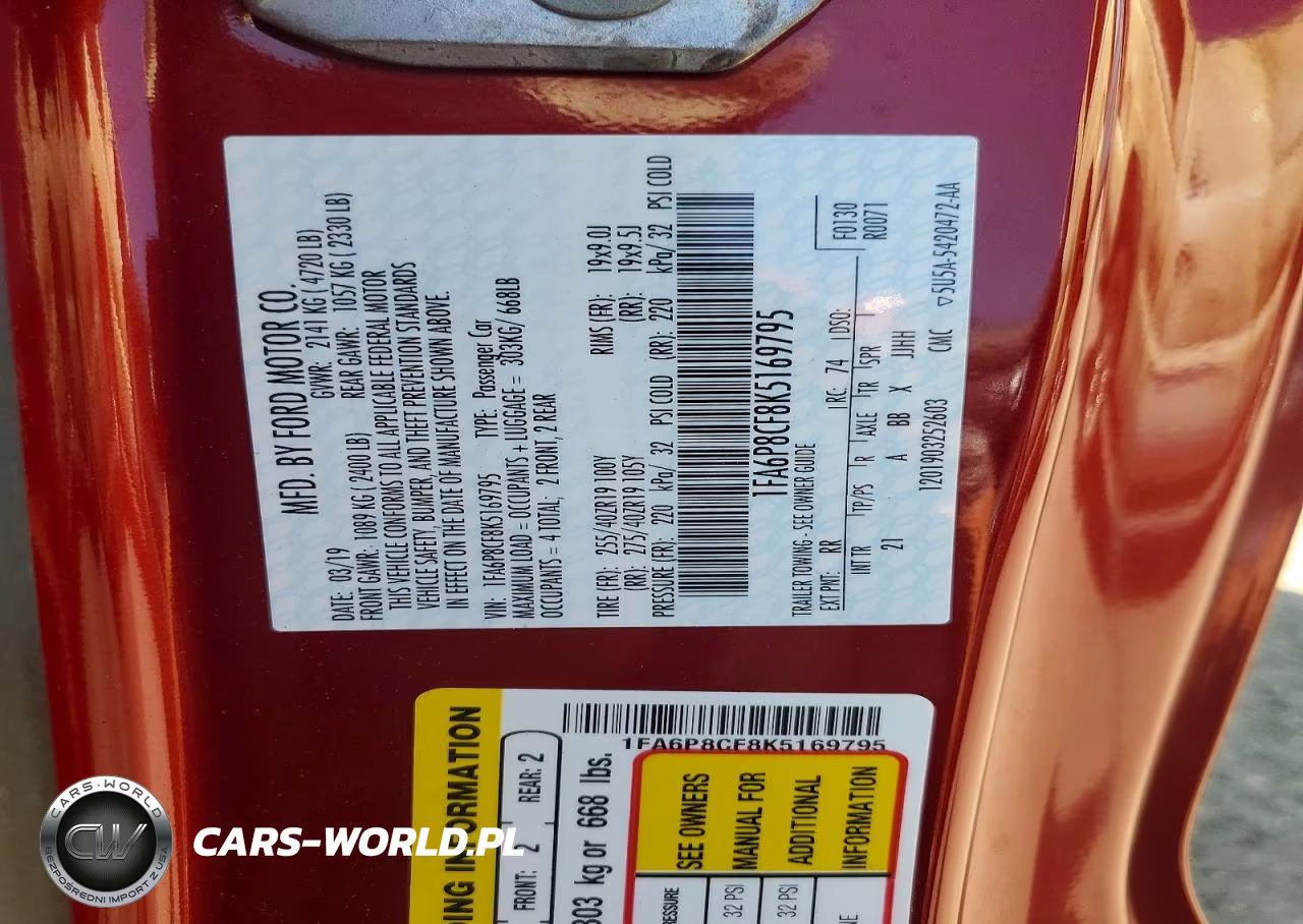 2019 Ford Mustang Gt VIN:1FA6P8CF8K5169795 - 12