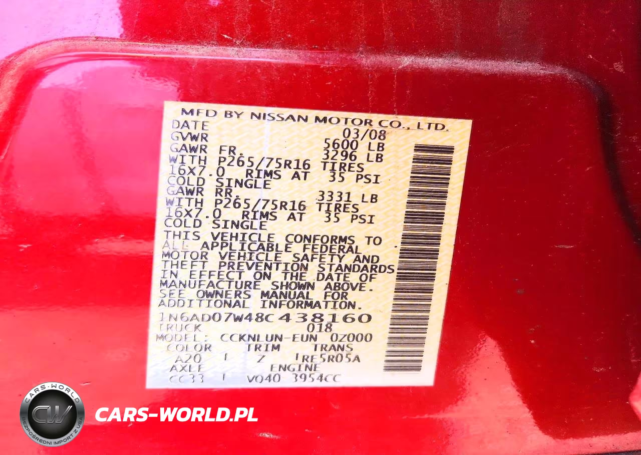 2008 Nissan Frontier Se V6 VIN:1N6AD07W48C438160 - 12