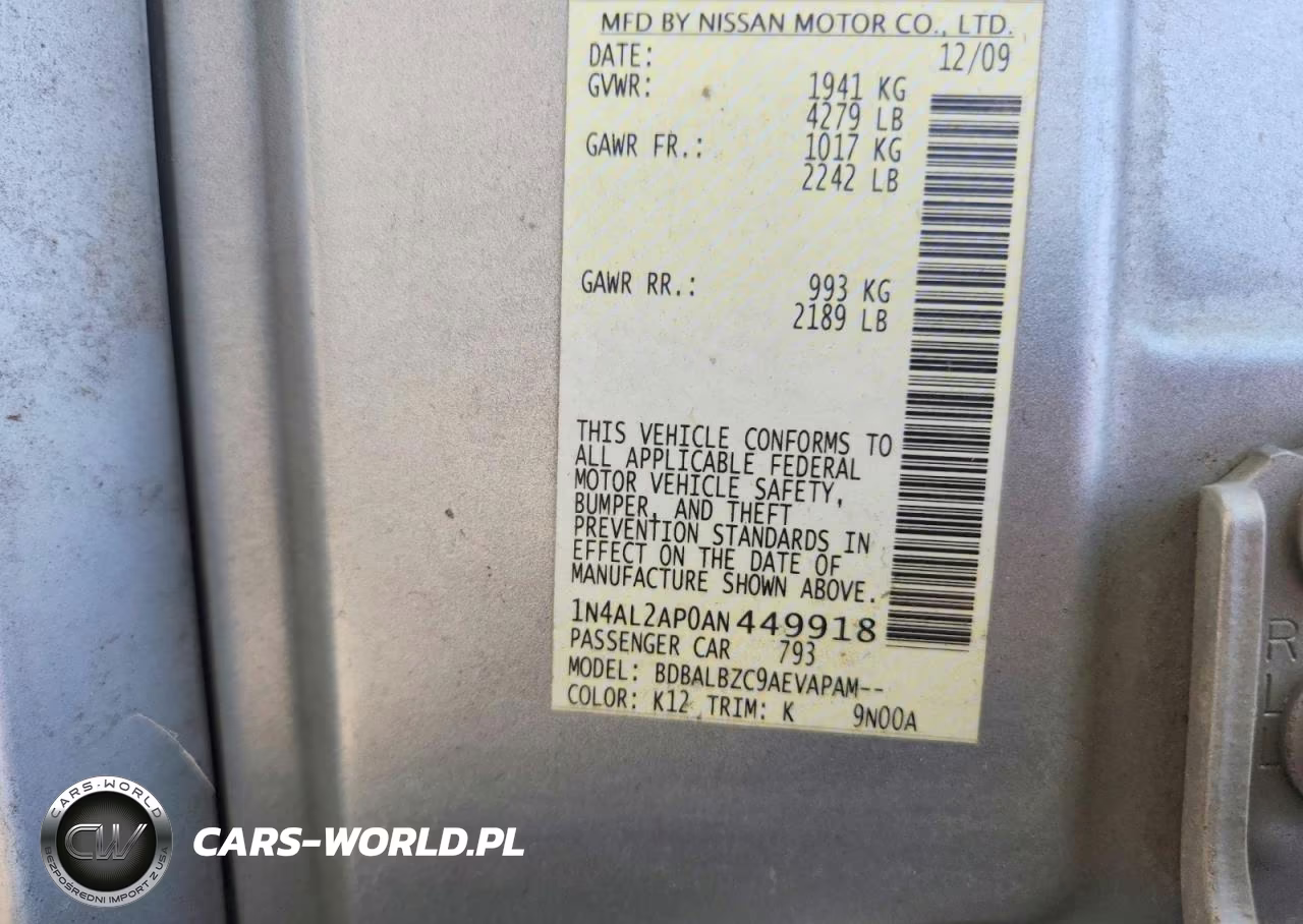 2010 Nissan Altima 2.5 VIN:1N4AL2AP0AN449918 - 12