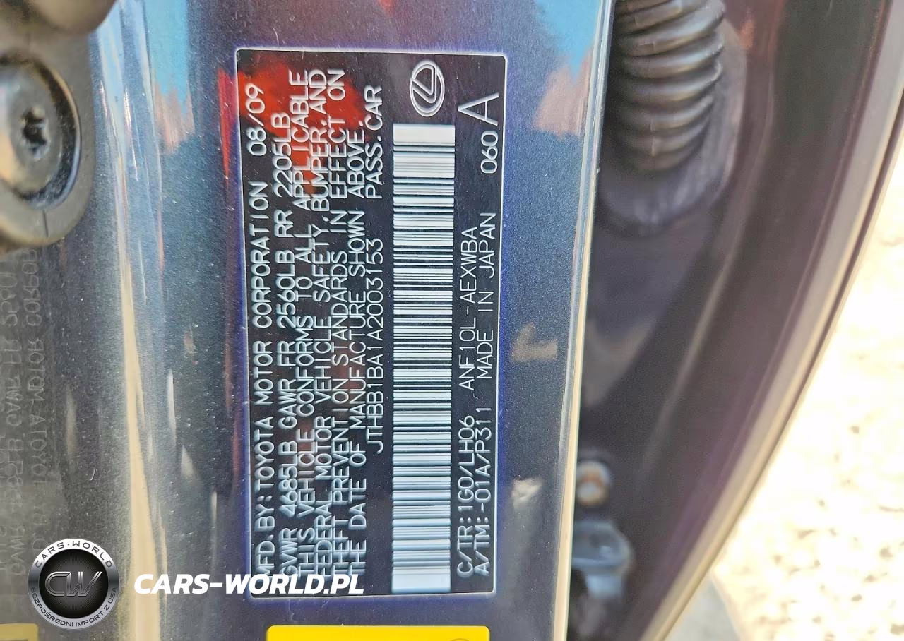 2010 Lexus Hs 250H VIN:JTHBB1BA1A2003153 - 12