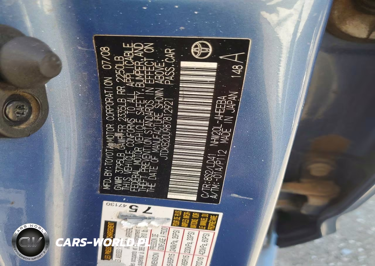 2008 Toyota Prius Base VIN:JTDKB20U987812921 - 13