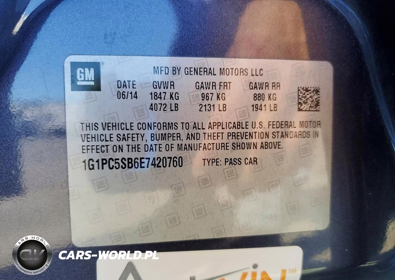 2014 Chevrolet Cruze Lt VIN:1G1PC5SB6E7420760 - 12
