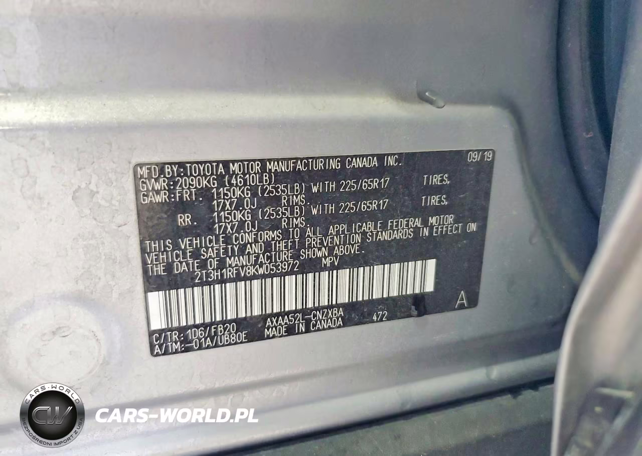 2019 Toyota Rav4 Le VIN:2T3H1RFV8KW053972 - 12