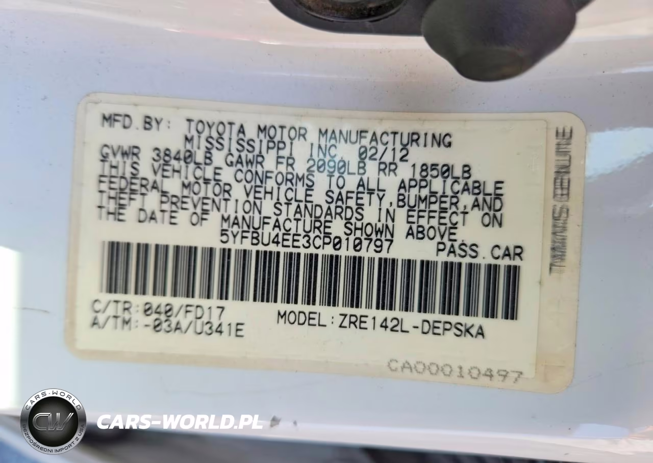 2012 Toyota Corolla S VIN:5YFBU4EE3CP010797 - 12