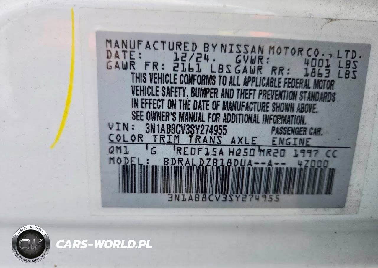 2025 Nissan Sentra Sv VIN:3N1AB8CV3SY274955 - 12