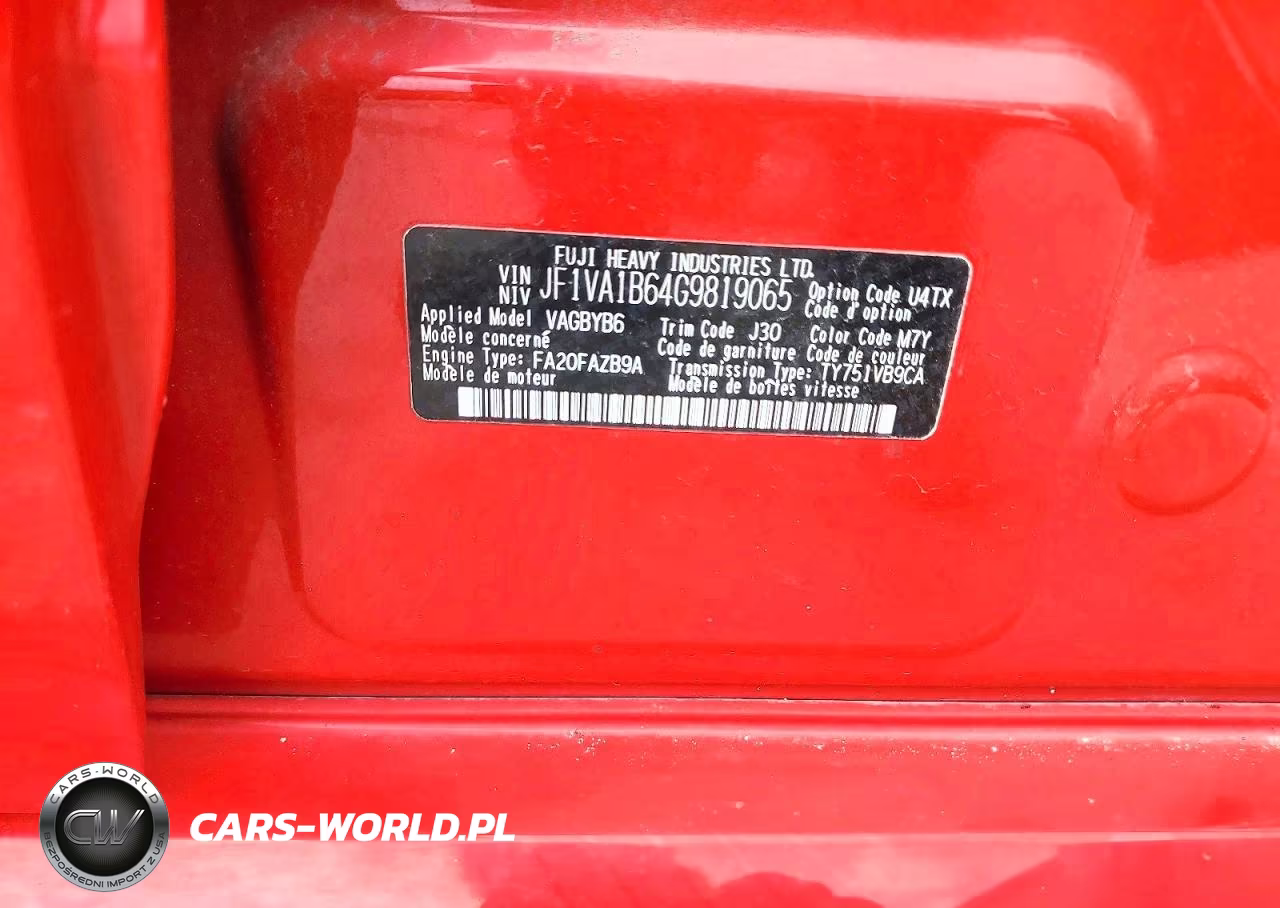 2016 Subaru Wrx VIN:JF1VA1B64G9819065 - 13