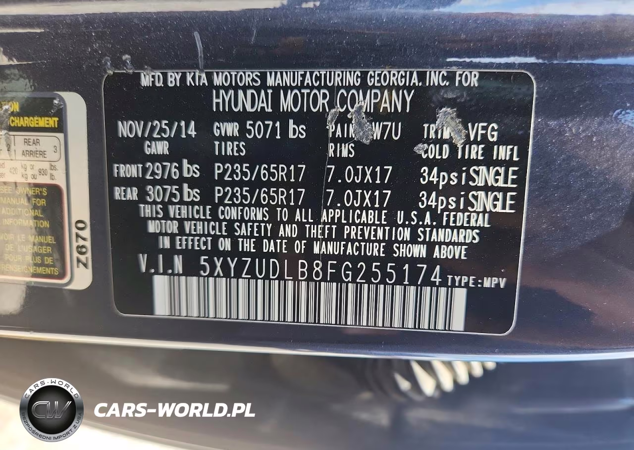 2015 Hyundai Santa Fe Sport 2.4L VIN:5XYZUDLB8FG255174 - 13