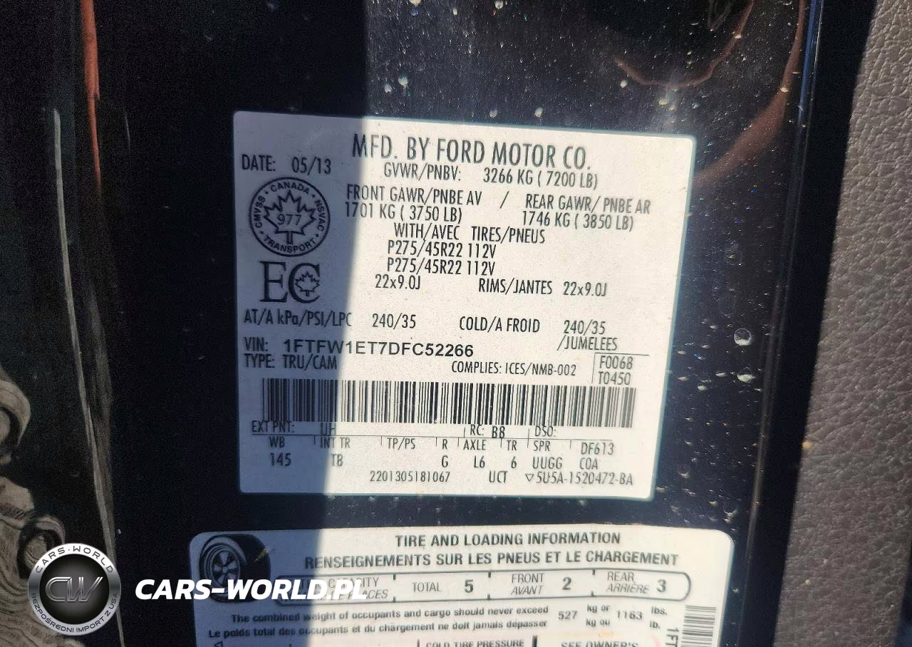 2013 Ford F150 Supercrew VIN:1FTFW1ET7DFC52266 - 13