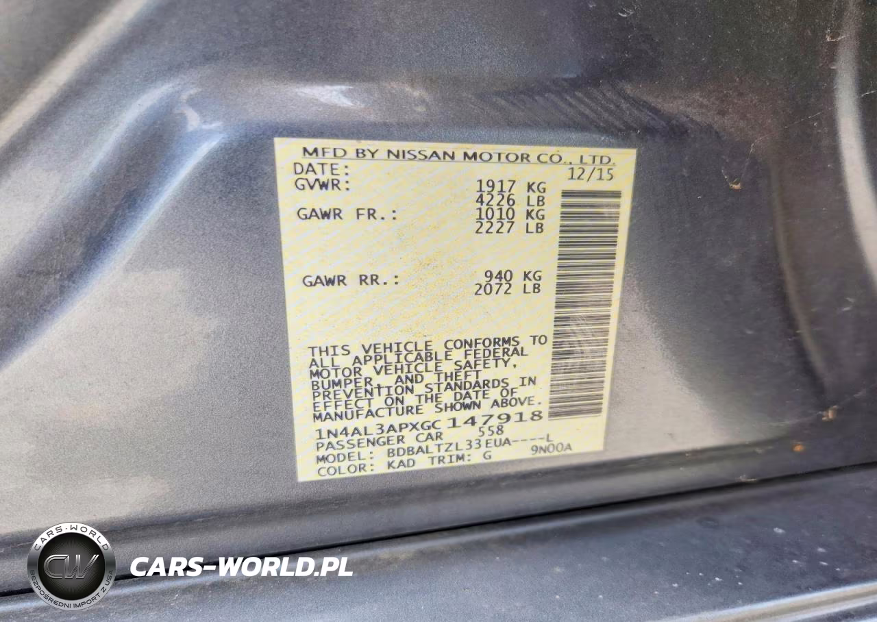 2016 Nissan Altima 2.5 Sl VIN:1N4AL3APXGC147918 - 13