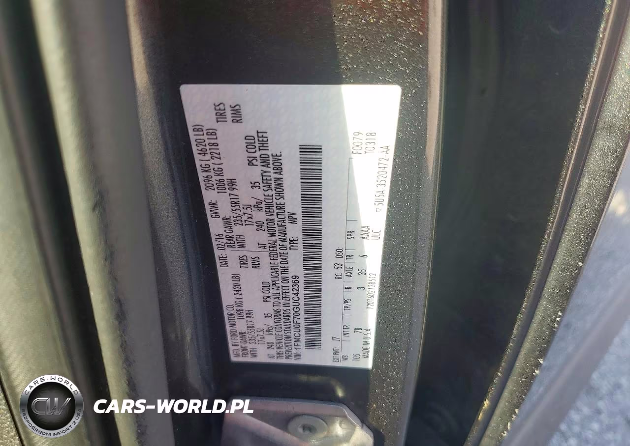 2016 Ford Escape VIN:1FMCU0F70GUC42369 - 13