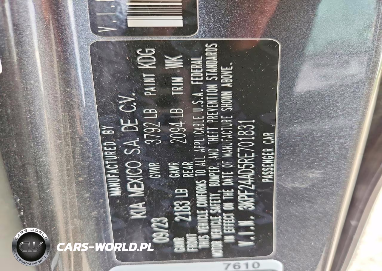 2024 Kia Forte Lxs VIN:3KPF24AD5RE701831 - 12