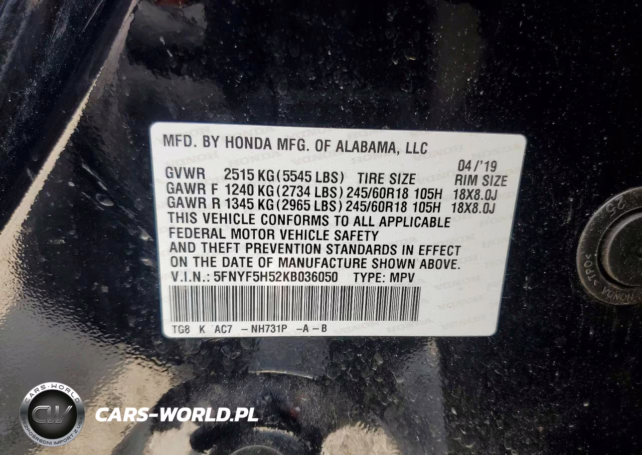 2019 Honda Pilot Exl VIN:5FNYF5H52KB036050 - 13