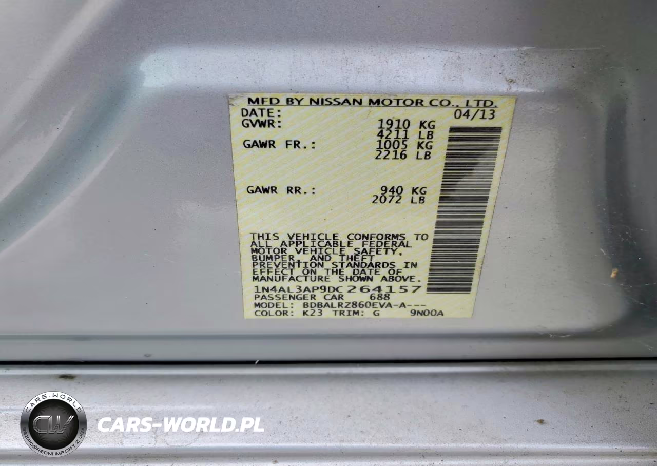 2013 Nissan Altima 2.5 S VIN:1N4AL3AP9DC264157 - 12