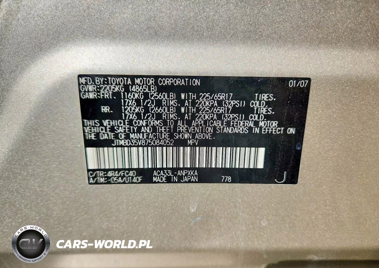 2007 Toyota Rav4 Base VIN:JTMBD35V875084052 - 13