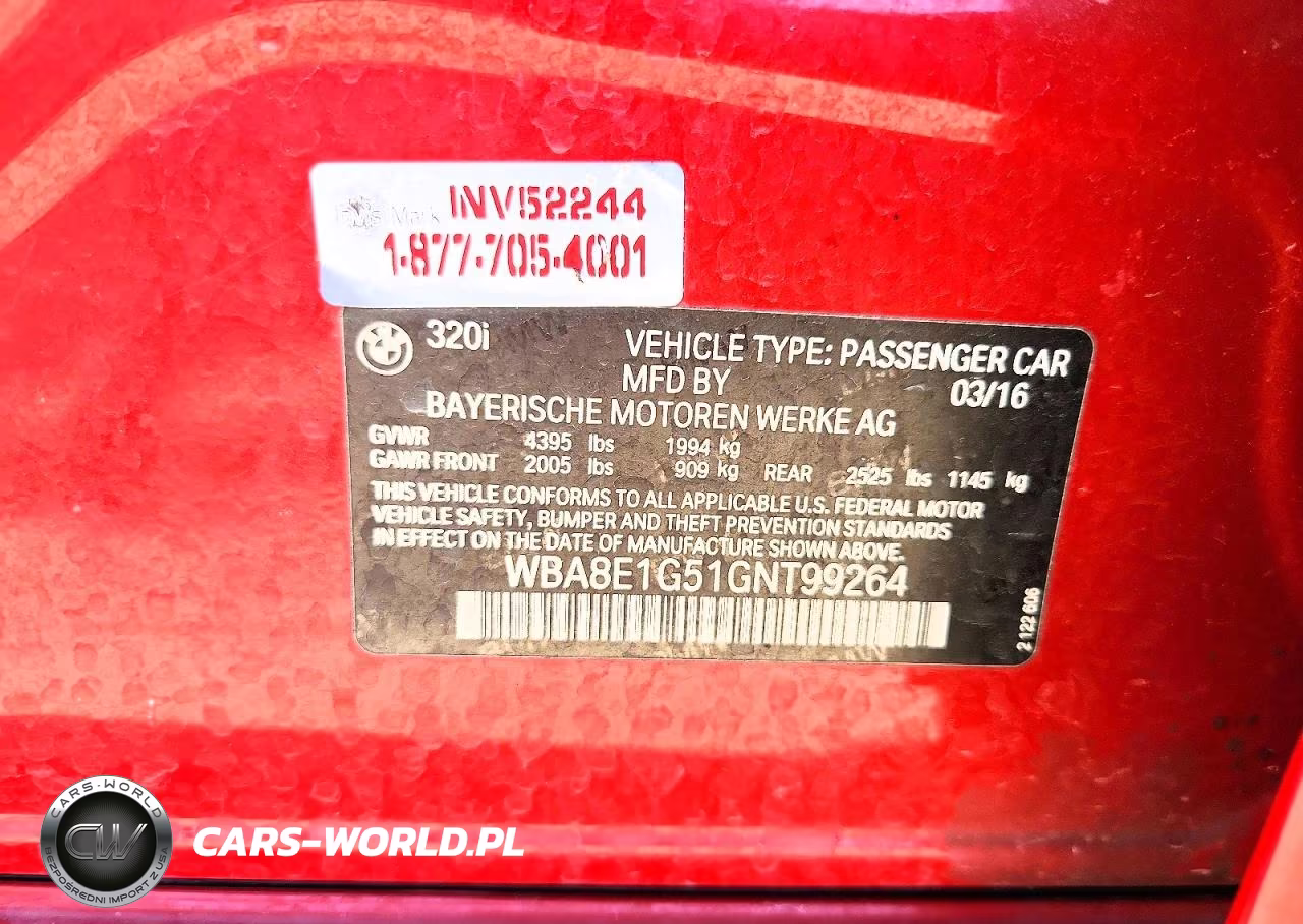 2016 BMW 320 I VIN:WBA8E1G51GNT99264 - 12
