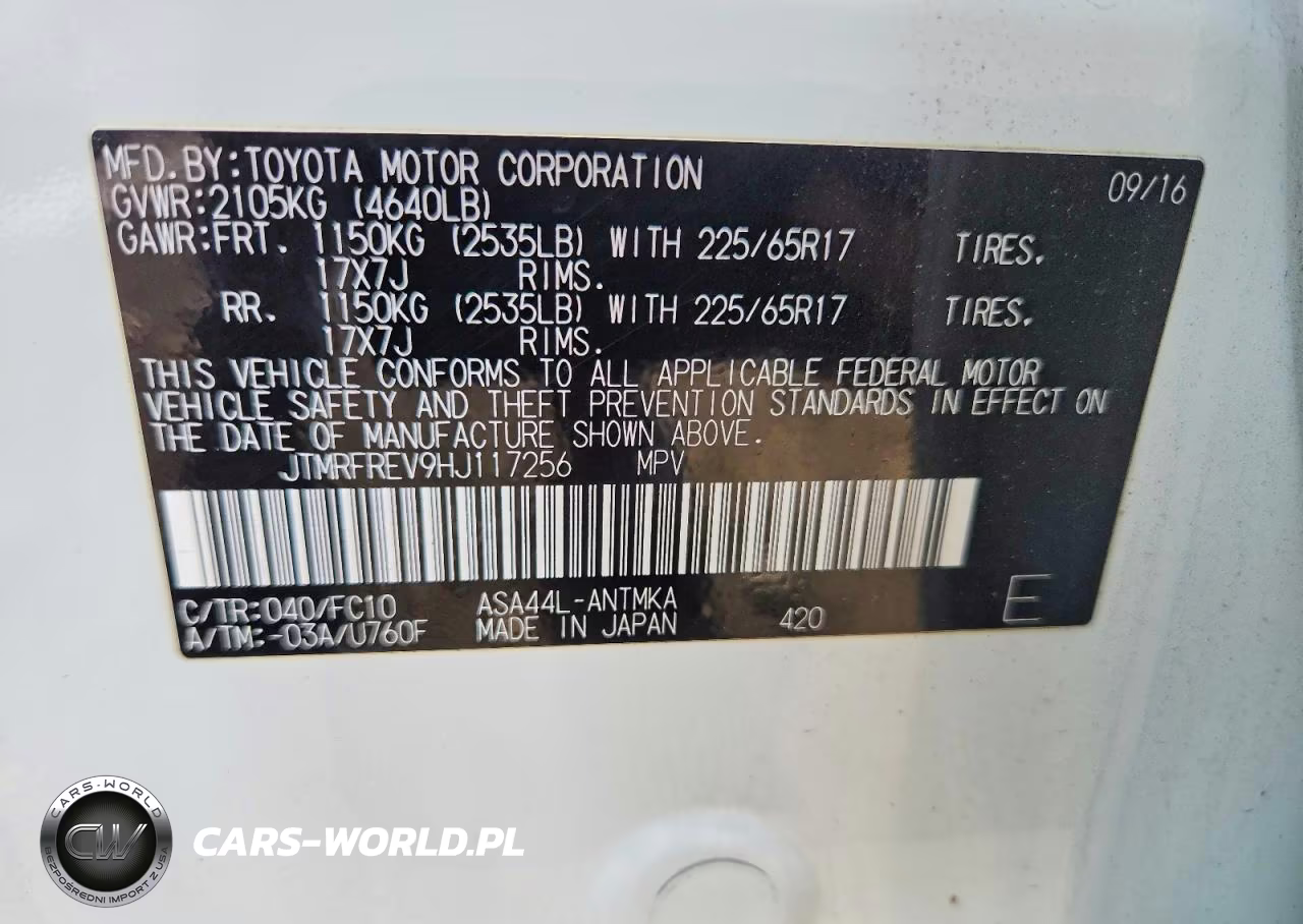 2017 Toyota Rav4 Xle VIN:JTMRFREV9HJ117256 - 13