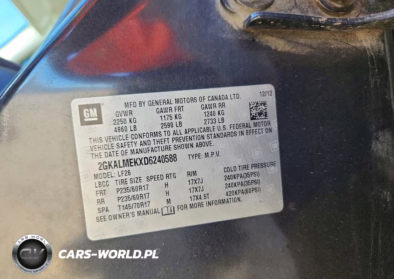 2013 GMC Terrain Sle VIN:2GKALMEKXD6240588 - 13