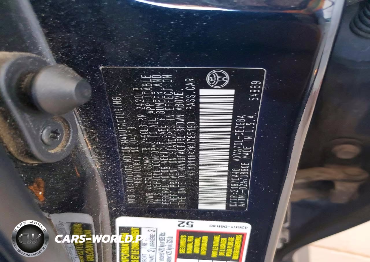 2019 Toyota Camry Xle VIN:4T1B11HK7KU785190 - 12