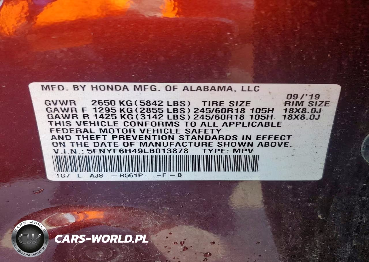2020 Honda Pilot Exl VIN:5FNYF6H49LB013878 - 14