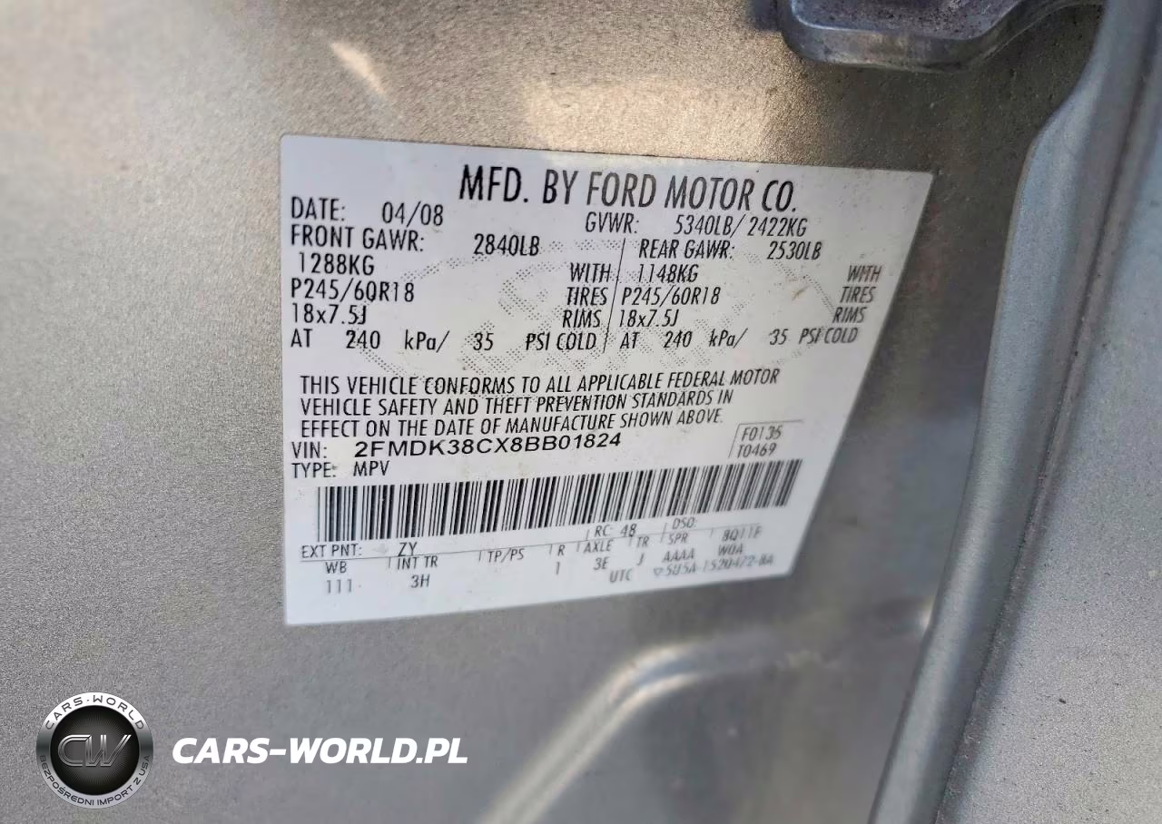 2008 Ford Edge Sel VIN:2FMDK38CX8BB01824 - 14