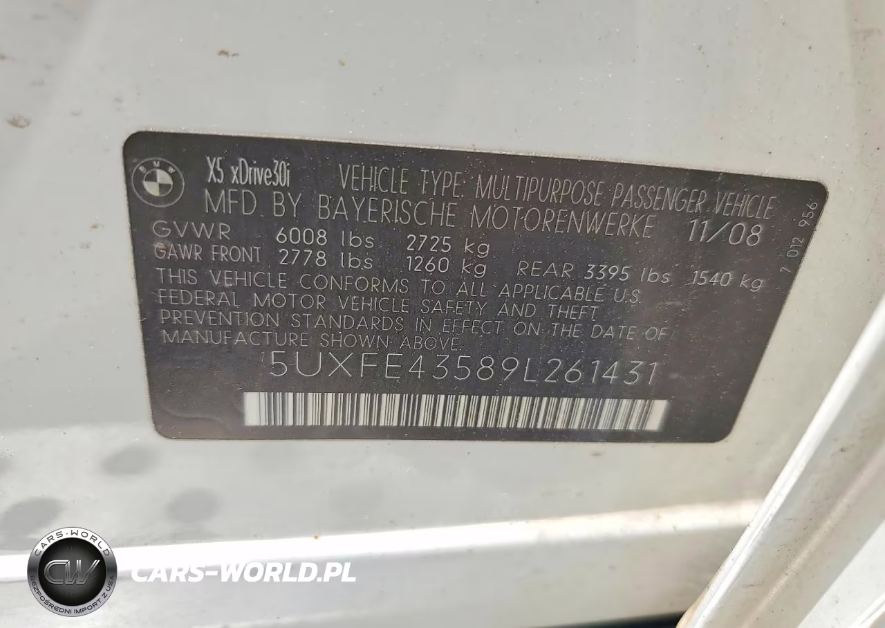 2009 BMW X5 xDrive30I VIN:5UXFE43589L261431 - 14