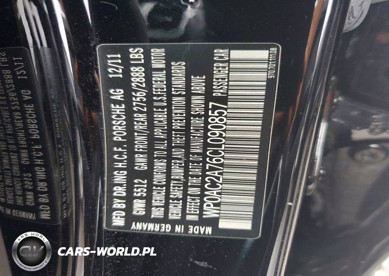 2012 Porsche Panamera Turbo VIN:WP0AC2A76CL090857 - 12