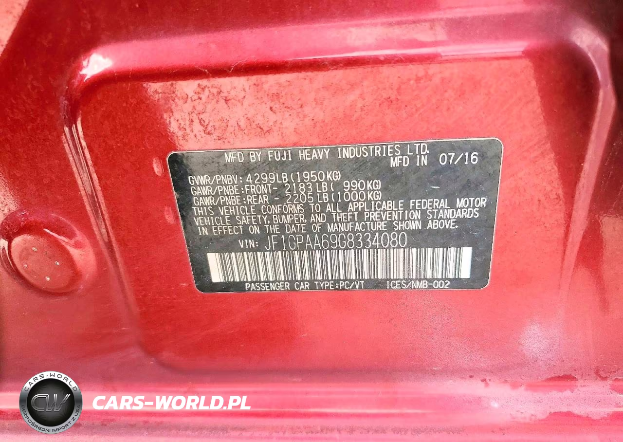2016 Subaru Impreza VIN:JF1GPAA69G8334080 - 12
