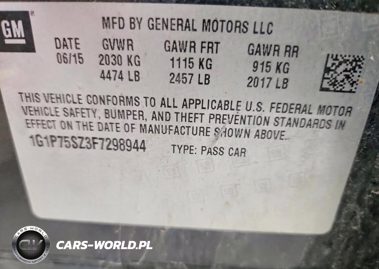 2015 Chev Crusie VIN:1G1P75SZ3F7298944 - 12
