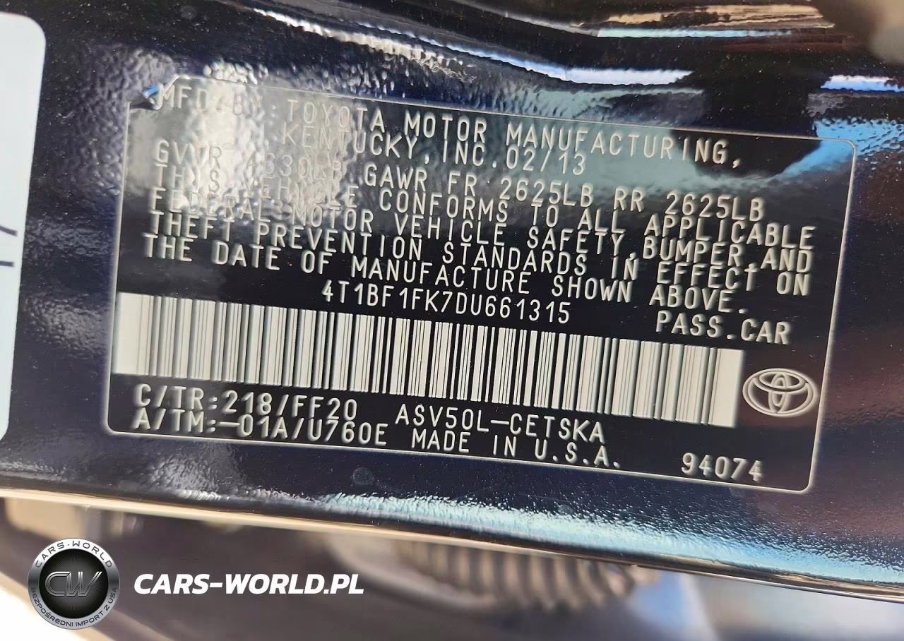 2013 Toyota Camry Se VIN:4T1BF1FK7DU661315 - 12