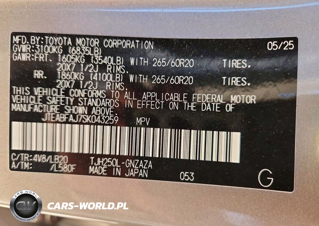2025 Toyota Land Cruiser Base VIN:JTEABFAJ7SK043259 - 13