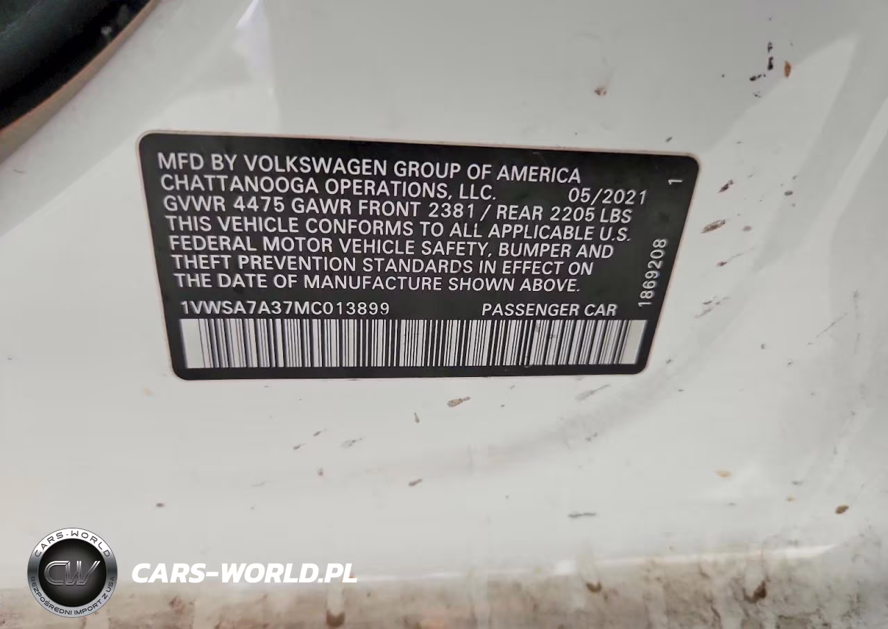 2021 Volkswagen Passat Se VIN:1VWSA7A37MC013899 - 12
