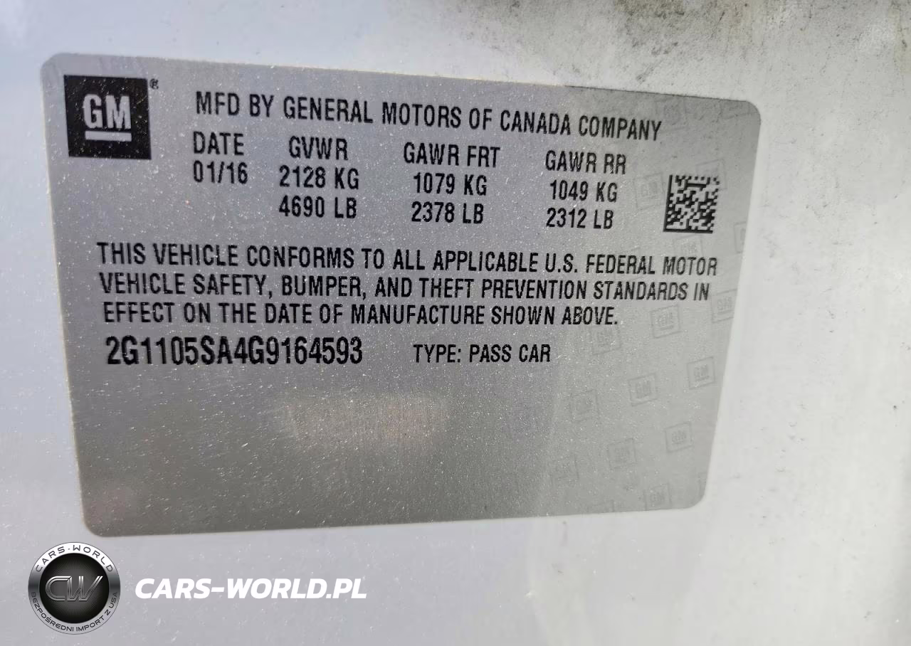 2016 Chevrolet Impala Lt VIN:2G1105SA4G9164593 - 13