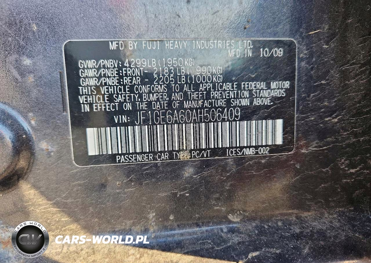 2010 Subaru Impreza 2.5I VIN:JF1GE6A60AH506409 - 13