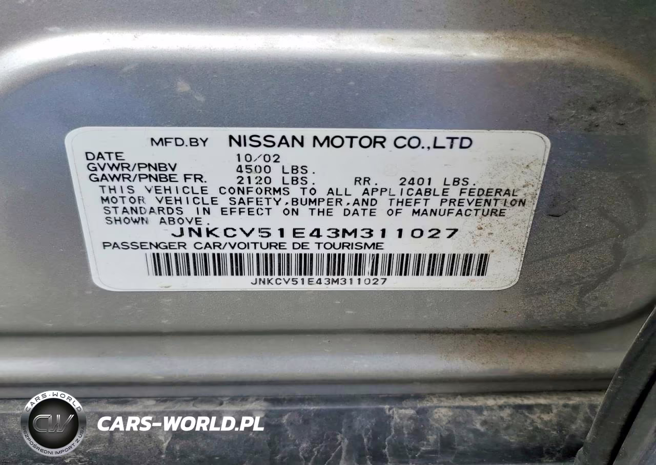 2003 Infiniti G35 Base VIN:JNKCV51E43M311027 - 12